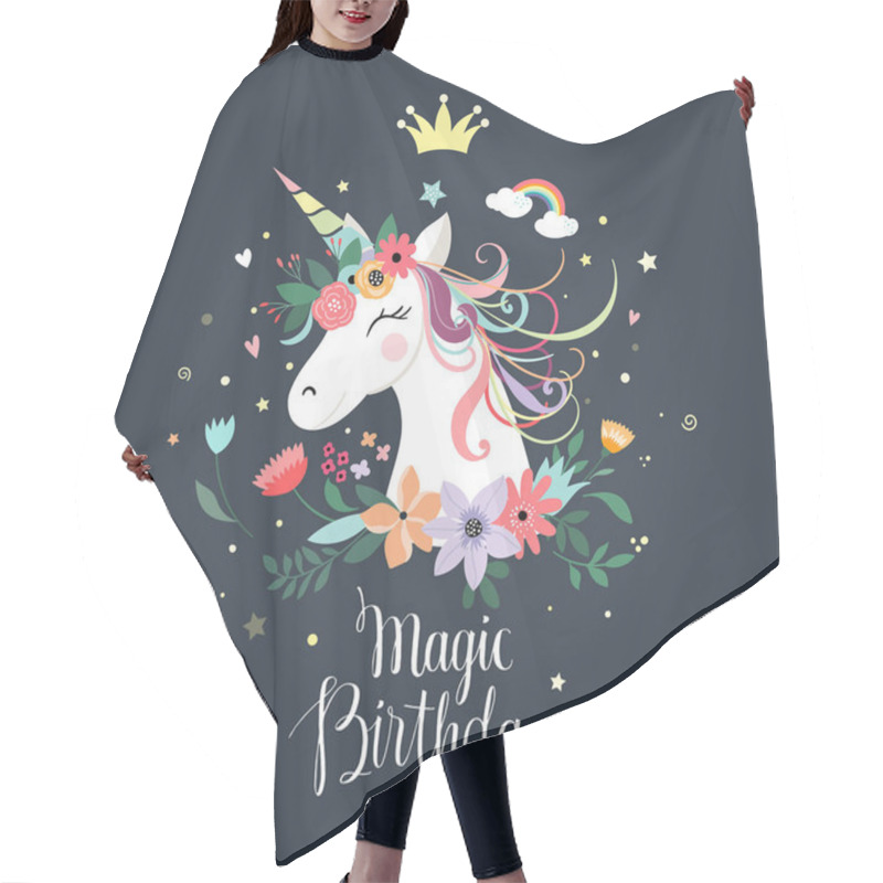 Personality      Unicorn Magic Birthday Greeting Card Hair Cutting Cape