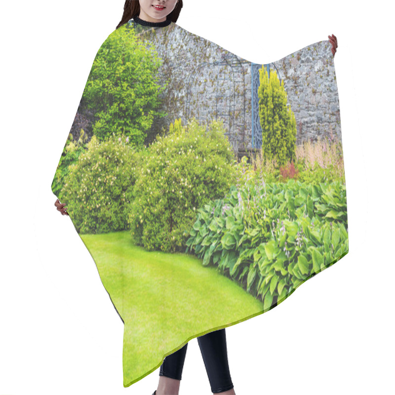 Personality  Beautiful Walled Garden With Grass Lawn  Hair Cutting Cape