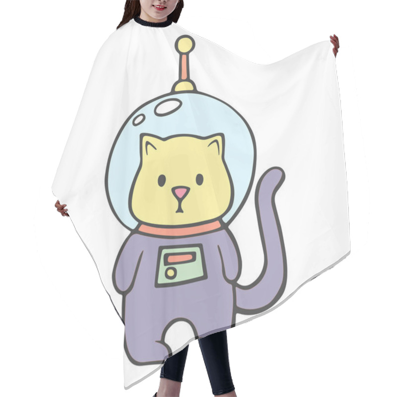 Personality  Funny Cats Astronauts In Space Isolated On The White Background, Vector Illustration. Scandinavian Style Flat Design. Concept For Children Print. Hair Cutting Cape