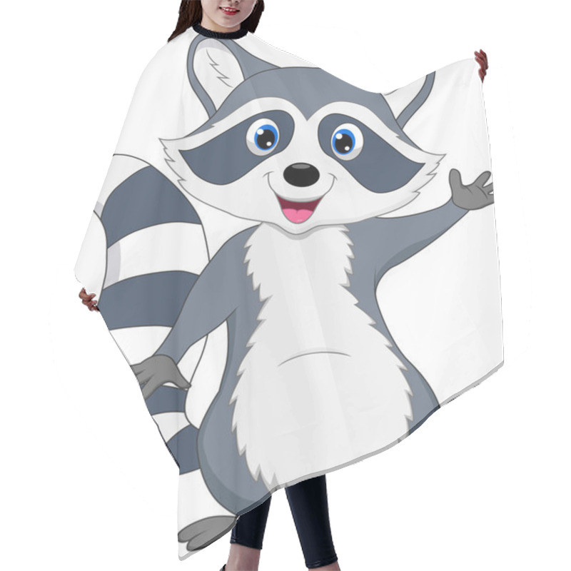 Personality  Raccoon Cartoon Waving Hair Cutting Cape