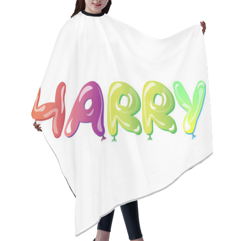 Personality  Harry Male Name Text Balloons Hair Cutting Cape