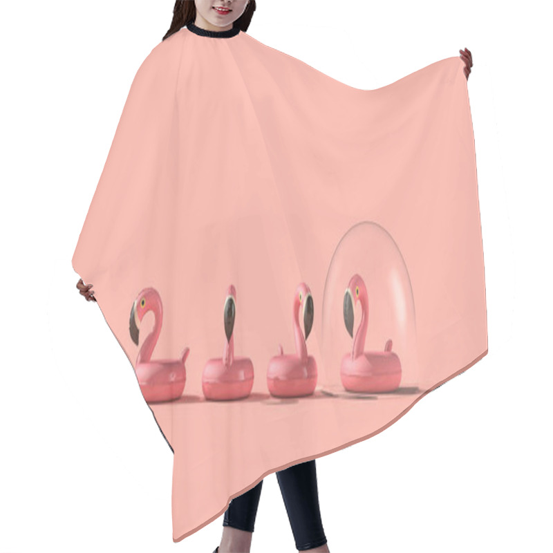 Personality  Coronavirus Holiday Travel Bubble. Flamingo In A Protective Bubble 3D Rendering Hair Cutting Cape