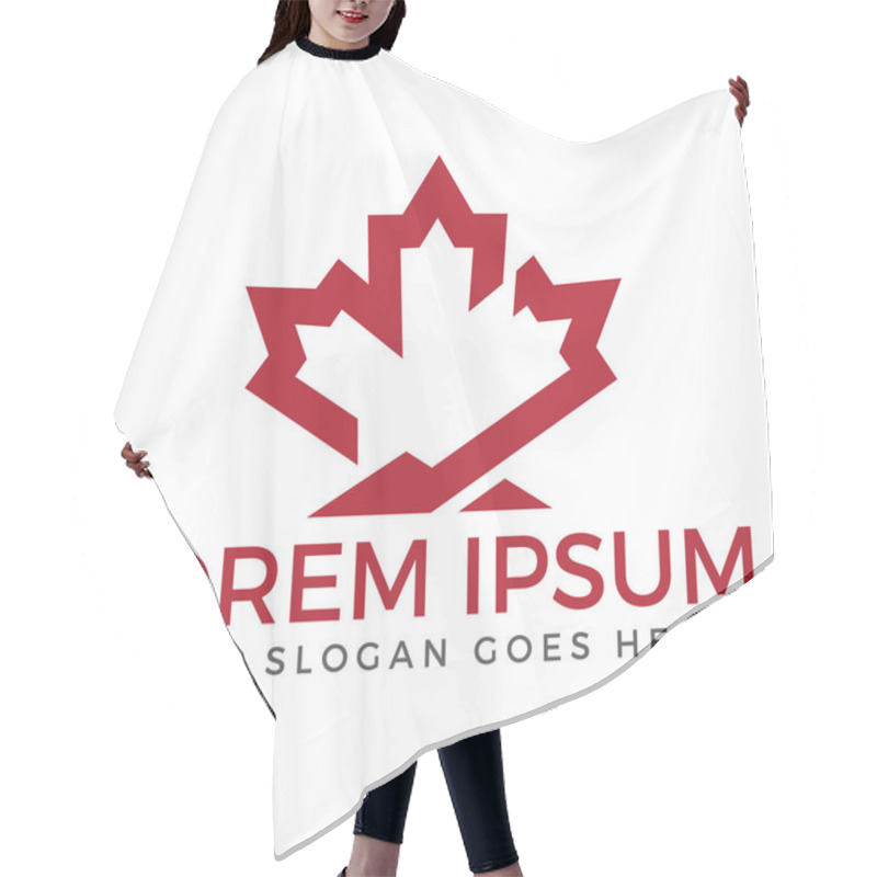 Personality  Red Maple Leaf Logo Design. Hair Cutting Cape