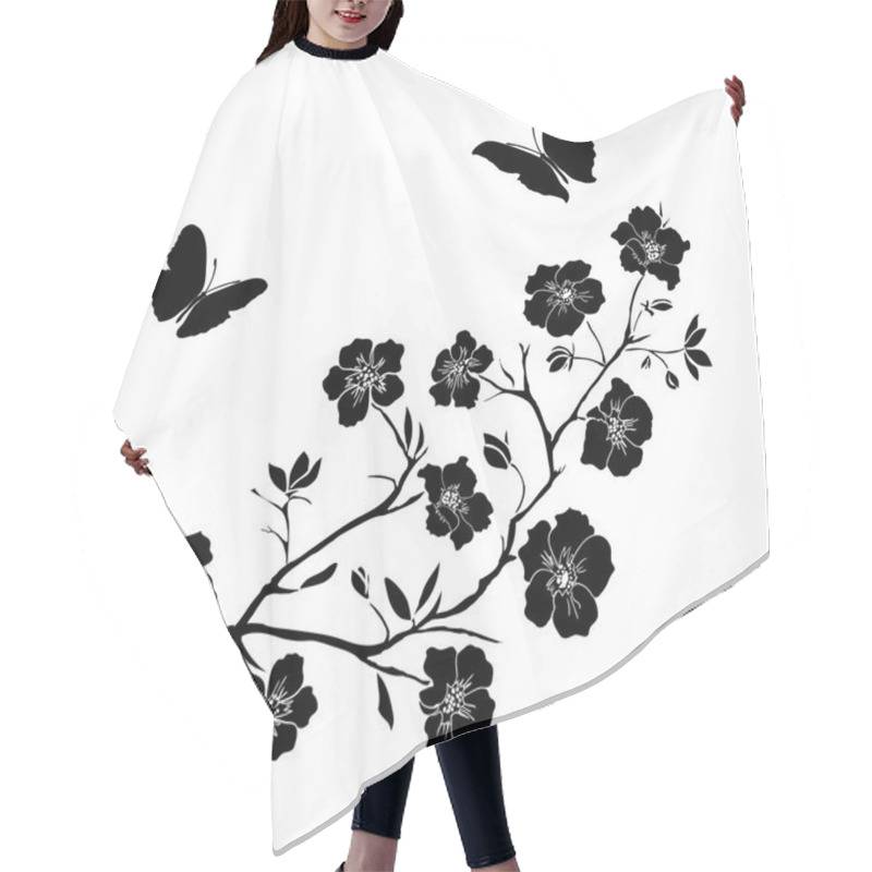 Personality  Twig Cherry Blossoms And Butterflies Hair Cutting Cape