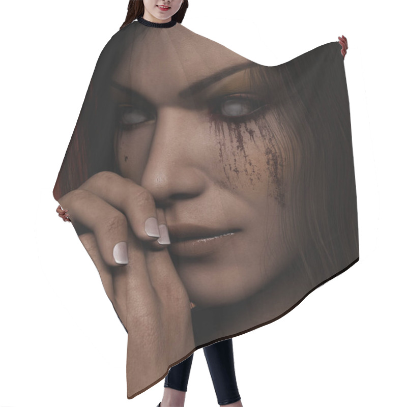 Personality  Portrait Of Ghost Woman,3d Illustration  Hair Cutting Cape