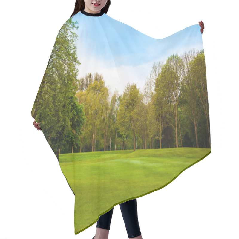 Personality  Beautiful Summer Landscape. Green Field And Trees Hair Cutting Cape