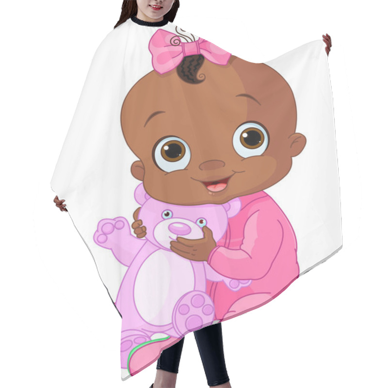 Personality  Cute Baby Girl With Teddy Bear Hair Cutting Cape