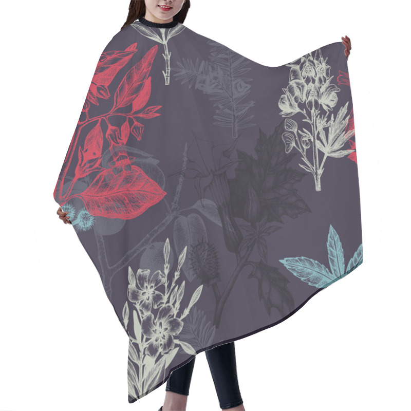 Personality  Botanical Pattern With Poisonous Flowers Hair Cutting Cape