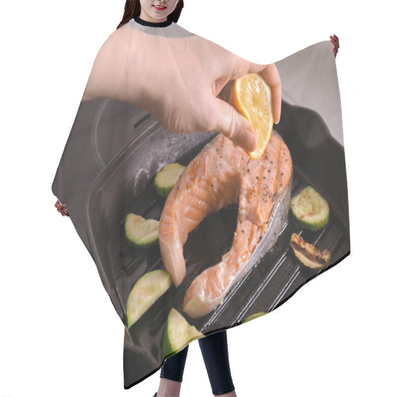 Personality  Cooking Salmon Steak  Hair Cutting Cape