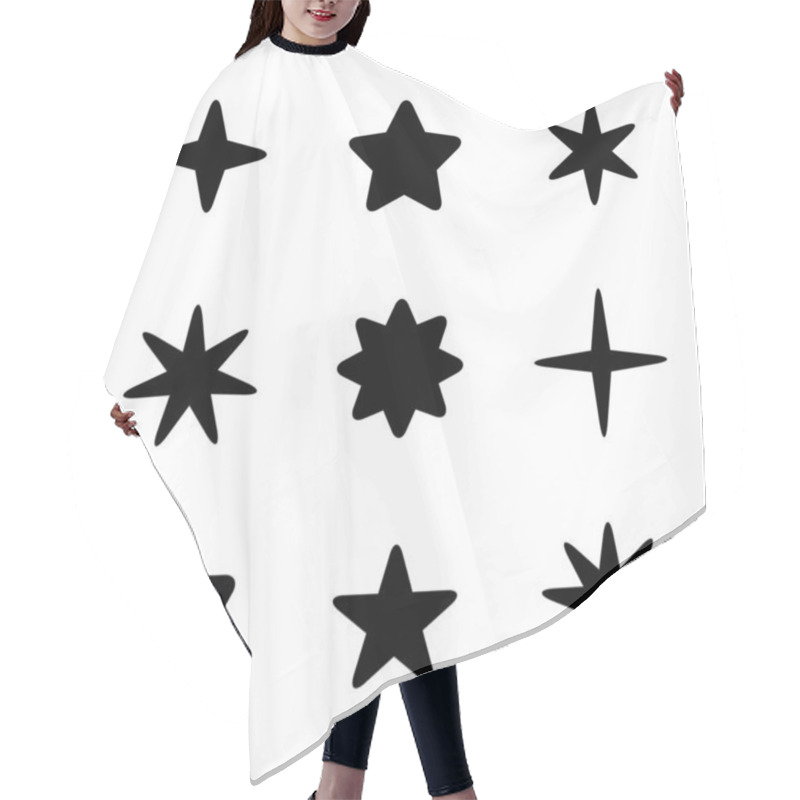 Personality  Star Icon Set Collection In Rounded Edges. Stars Sign Symbol Hair Cutting Cape