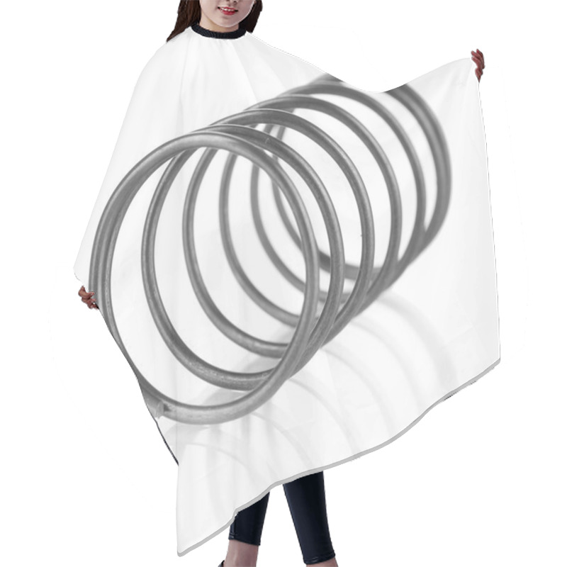 Personality  Coil Spring Isolated On White Hair Cutting Cape