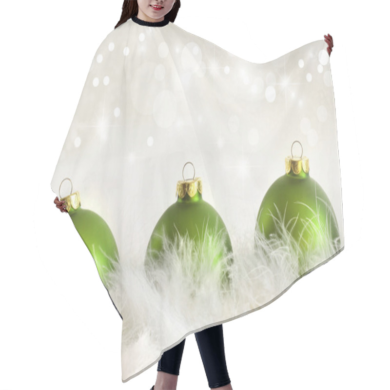 Personality  Green Christmas Balls With Holiday Background Hair Cutting Cape