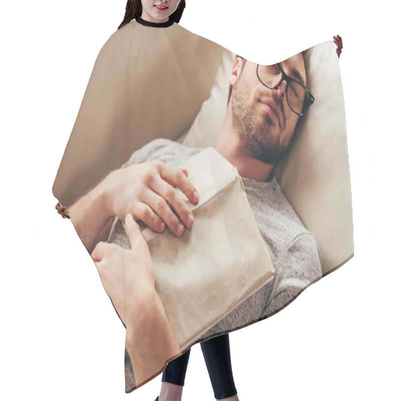 Personality  Young Man Sleeping With Book At Home Hair Cutting Cape