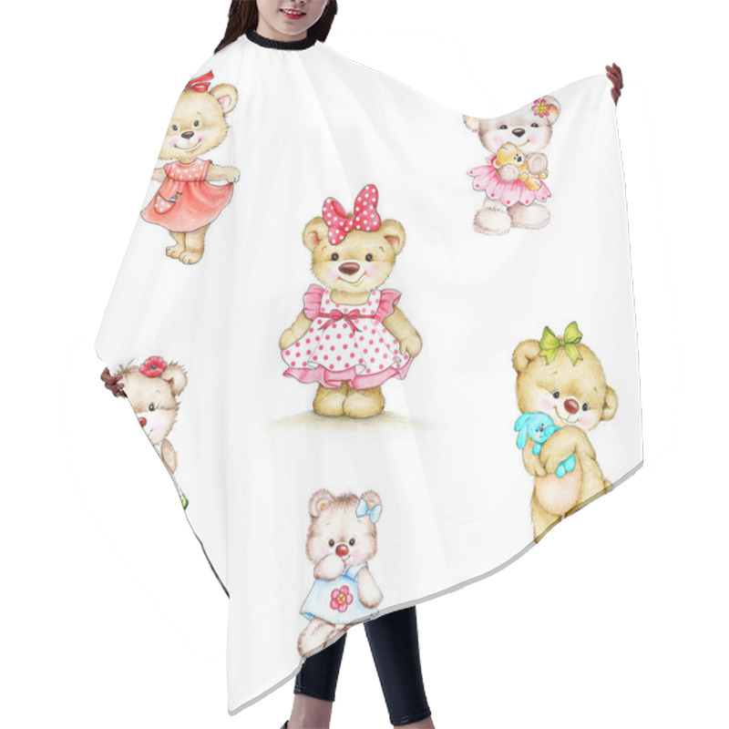 Personality  Teddy Bear Girls Hair Cutting Cape