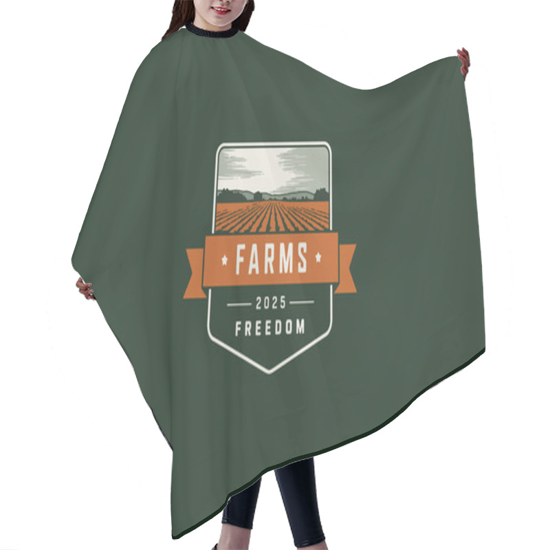 Personality  Freedom Farms Badge With Farmland And Horizon View Hair Cutting Cape