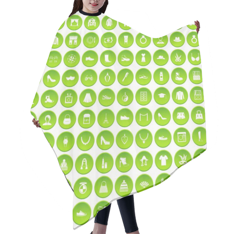 Personality  100 Vitamins Icons Set Green Circle Hair Cutting Cape