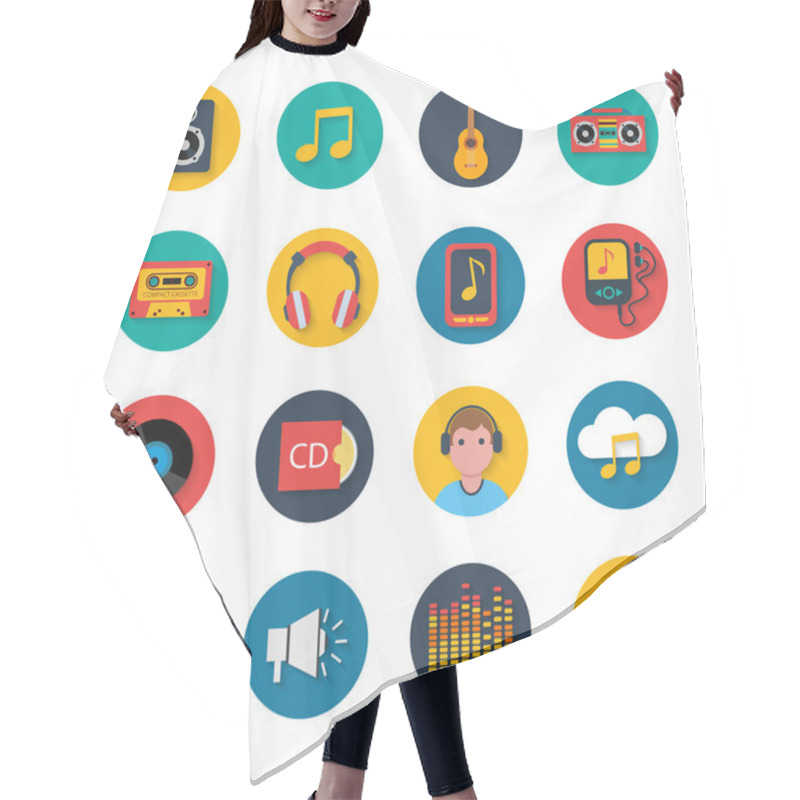 Personality  Music Icons Set Mobile Round Solid Hair Cutting Cape