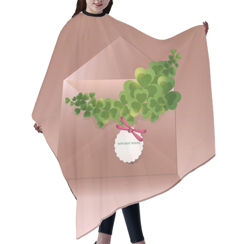 Personality  Vector Greeting Envelope With Clovers Hair Cutting Cape