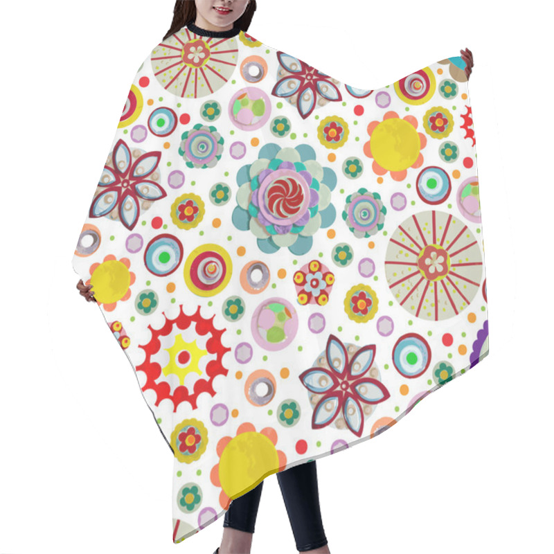 Personality  Abstract Seamless Flowers Pattern Hair Cutting Cape