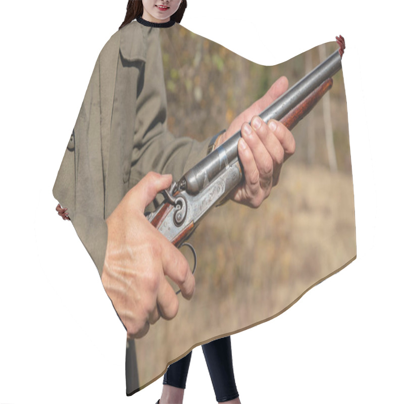 Personality  Hunter With Horizontal Double-barreled Shotgun, Pull The Trigger, Retro Style Hair Cutting Cape