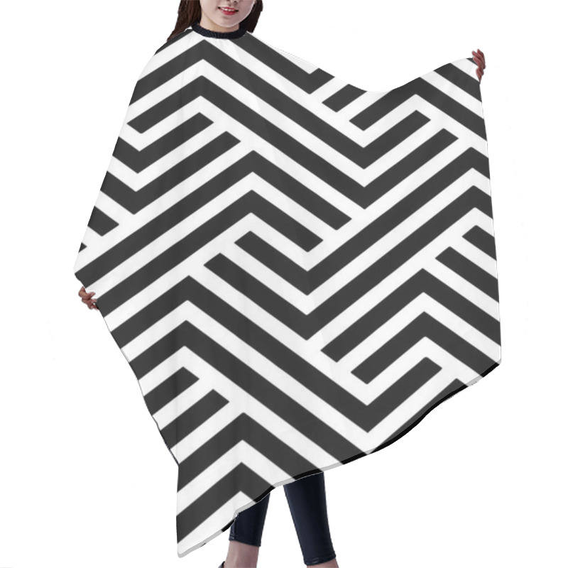 Personality  Full Seamless Zigzag Texture Fabric Print Pattern. Black And White Geometric Vector. Textile And Home Decoration. Hair Cutting Cape