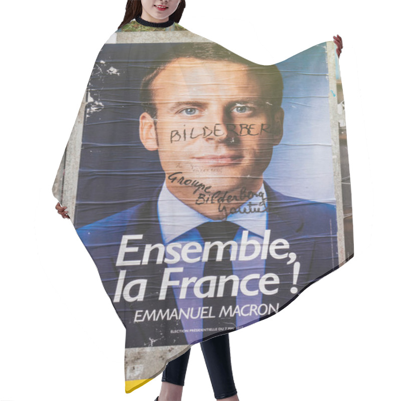 Personality  Emmanuel Macron Portrait Poster With Bilderberg Group Member Ins Hair Cutting Cape