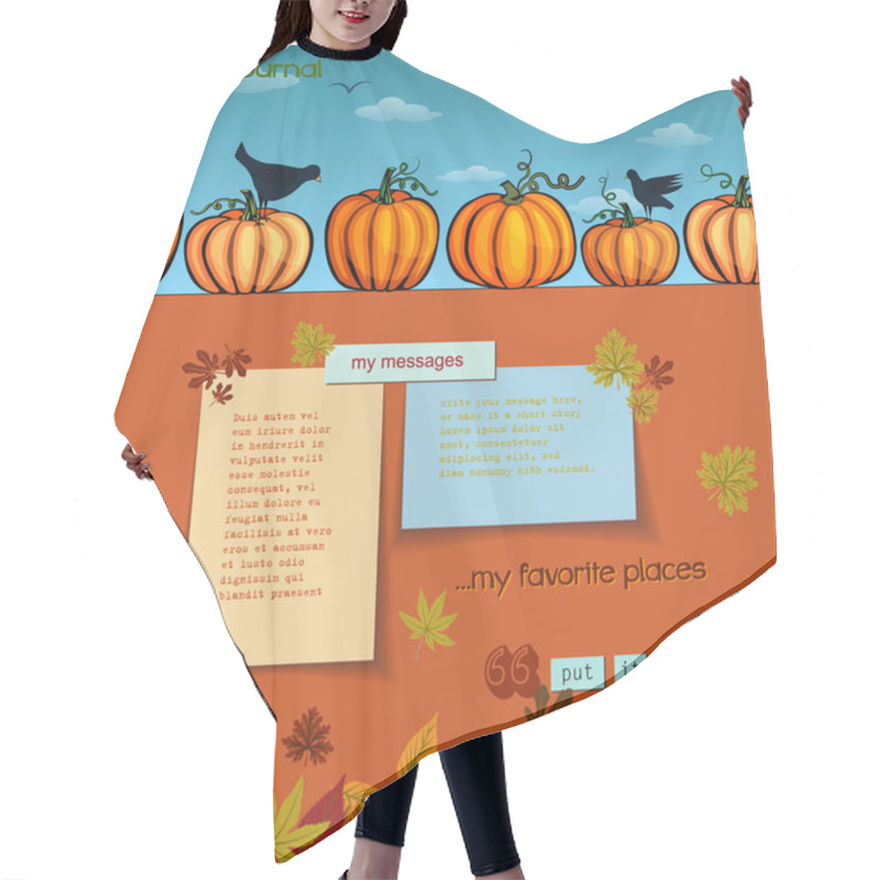 Personality  Pumpkins And Crows Autumn Background Hair Cutting Cape