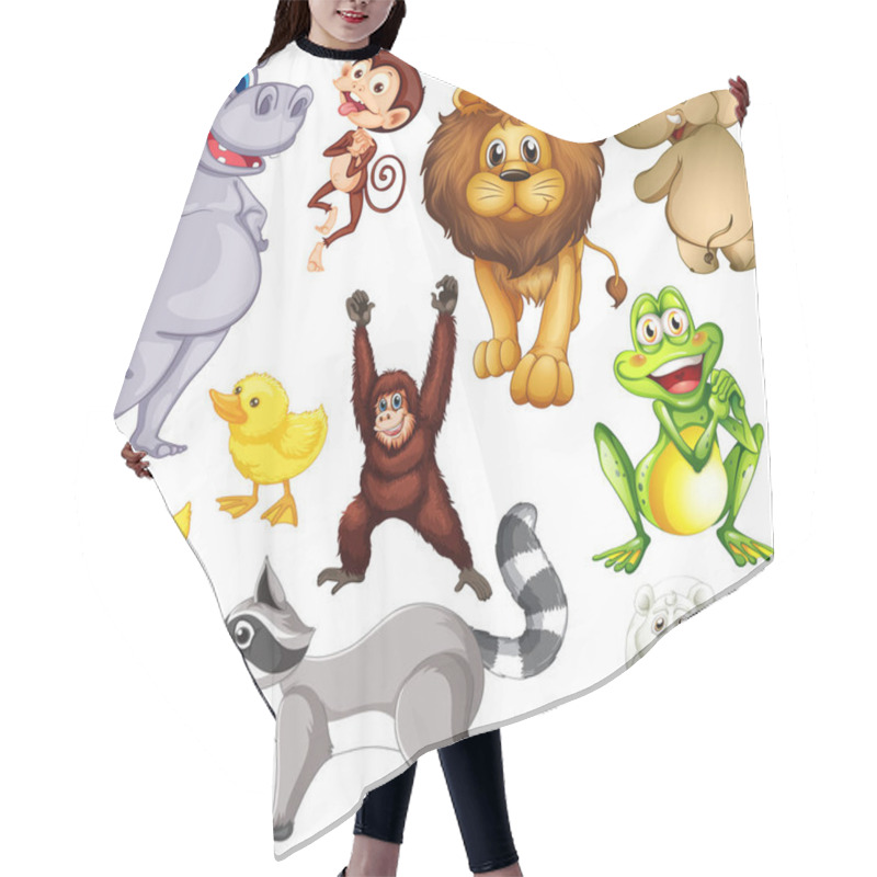 Personality  Cute Animals Cartoon Set On White Background Illustration Hair Cutting Cape