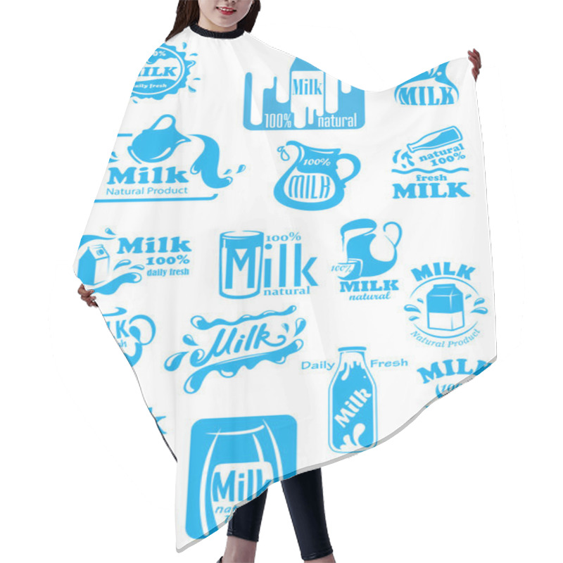 Personality  Milk Blue Labels And Icons With Splashes Hair Cutting Cape