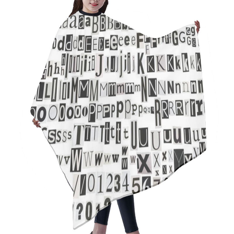 Personality  Newspaper Clippings Alphabet Hair Cutting Cape