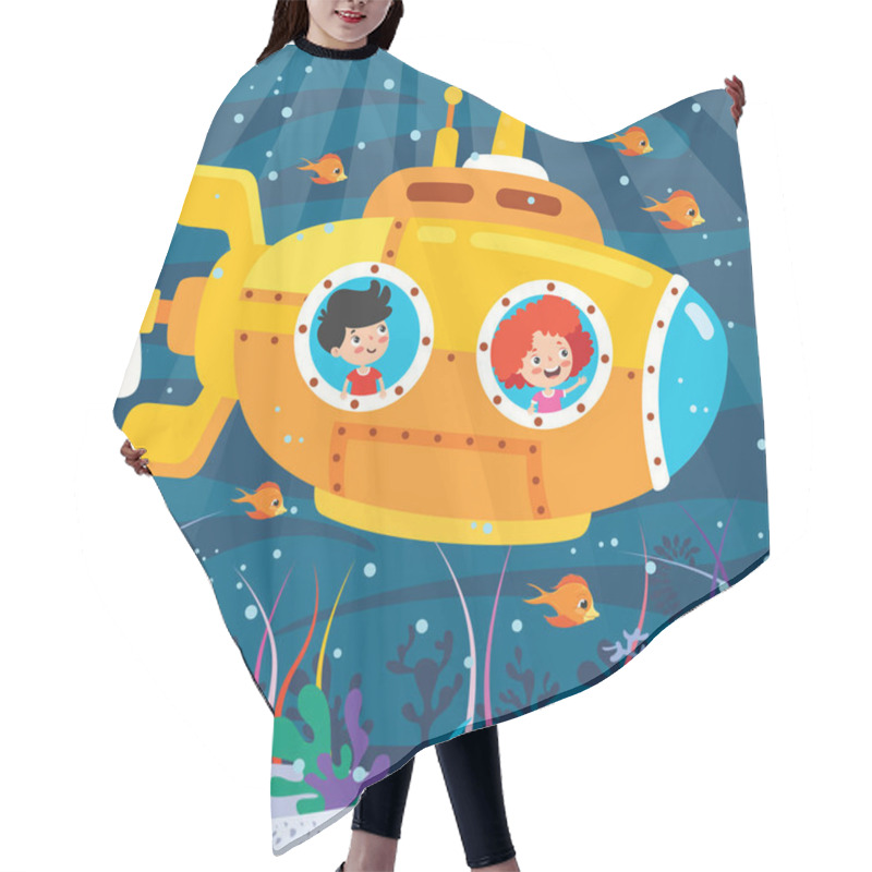 Personality  Cartoon Submarine Under The Sea Hair Cutting Cape