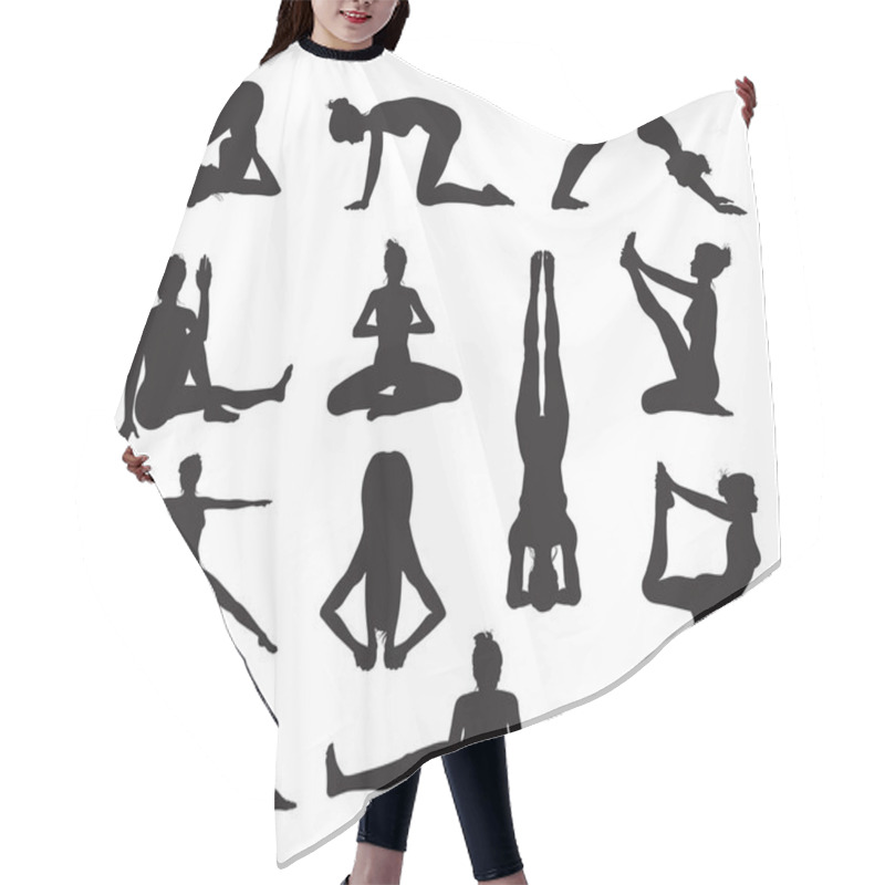 Personality  Yoga Or Pilates Poses Silhouettes Hair Cutting Cape