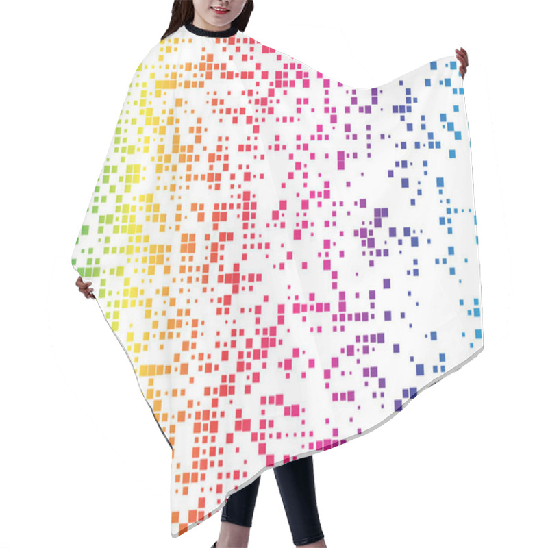 Personality  Squares Pixelated, Block Pixels Random Mosaic Pattern / Backgrou Hair Cutting Cape