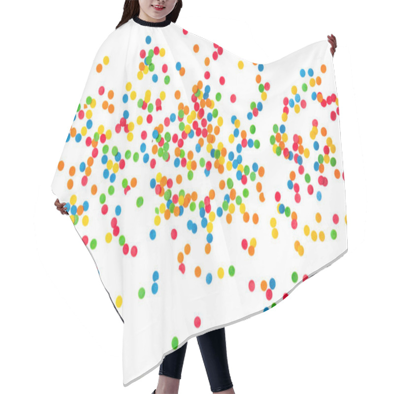 Personality  Sugar Sprinkle Dots Hearts, Decoration For Cake And Bakery, As A Background. Isolated On White. Hair Cutting Cape