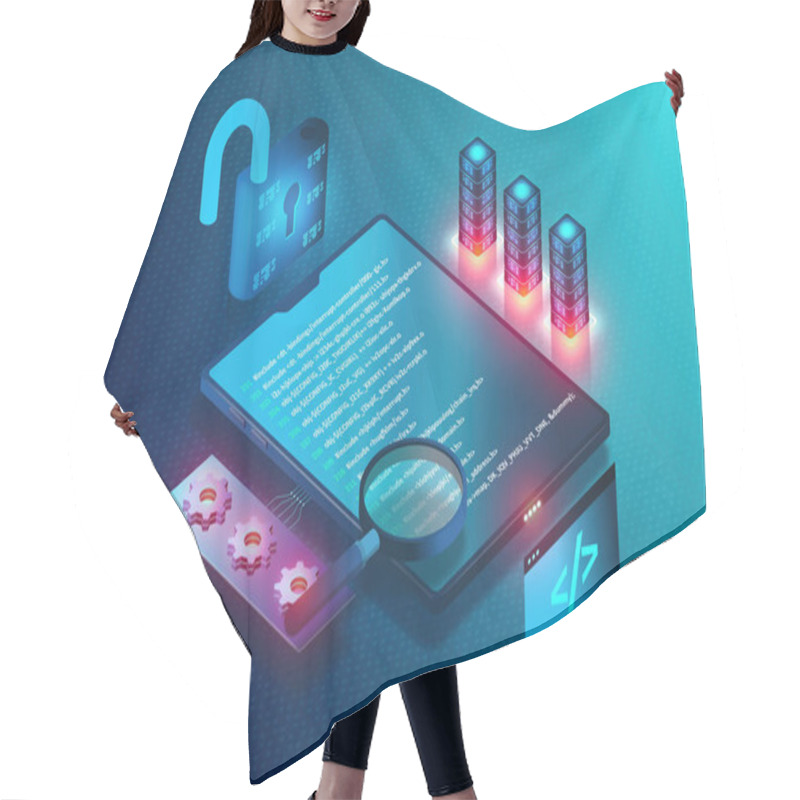 Personality  Open-source Software - Free And Open-source Software - OSS And FOSS - Open-source Software On Electronic Device - Conceptual 3D Illustration Hair Cutting Cape