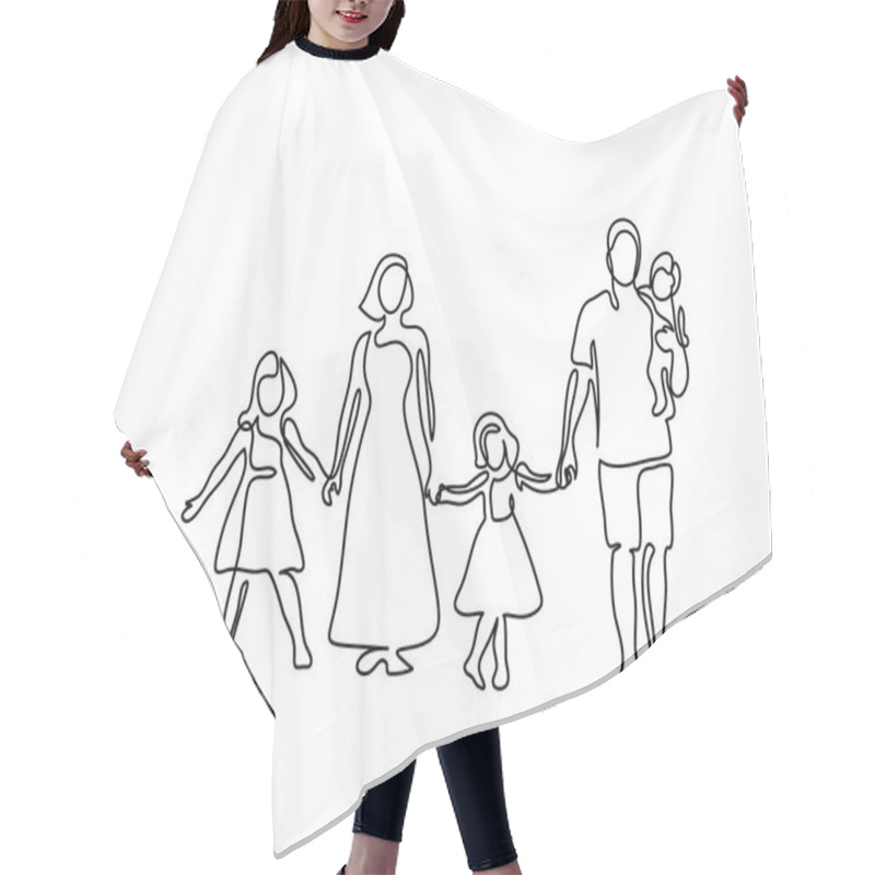 Personality  Happy Family With Three Children Hair Cutting Cape