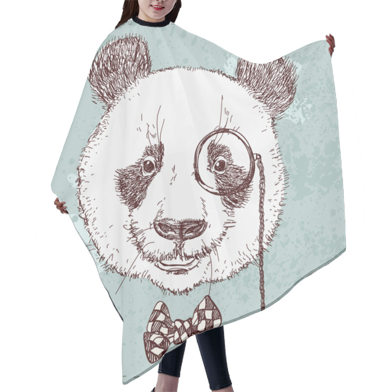 Personality  Panda Bear In Hat Hair Cutting Cape