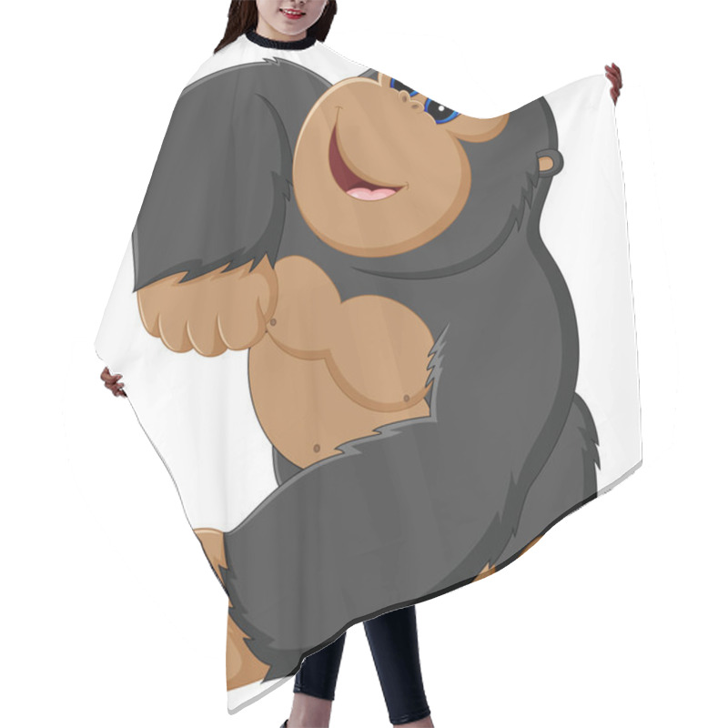 Personality  Funny Gorilla Cartoon Of Illustration Hair Cutting Cape