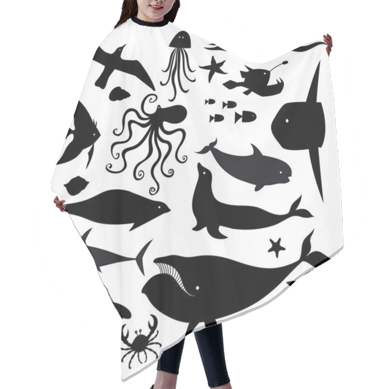 Personality  Set Of Marine Animals Hair Cutting Cape