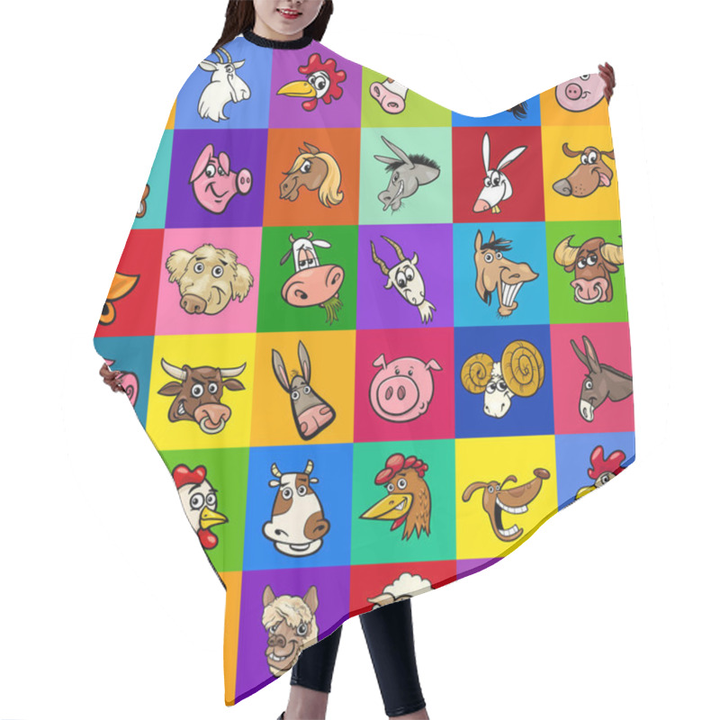 Personality  Design With Cartoon Farm Animals Hair Cutting Cape