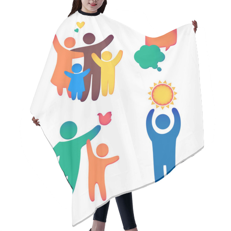 Personality  Happy Family Icons Hair Cutting Cape