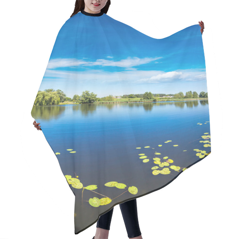 Personality  Calm Pond And Water Plants Hair Cutting Cape