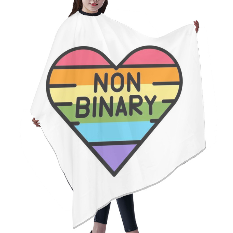 Personality  Non-binary Line Icon. Vector Isolated Element. Hair Cutting Cape