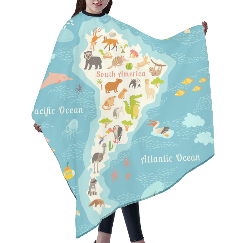 Personality  Animals World Map, South America Hair Cutting Cape