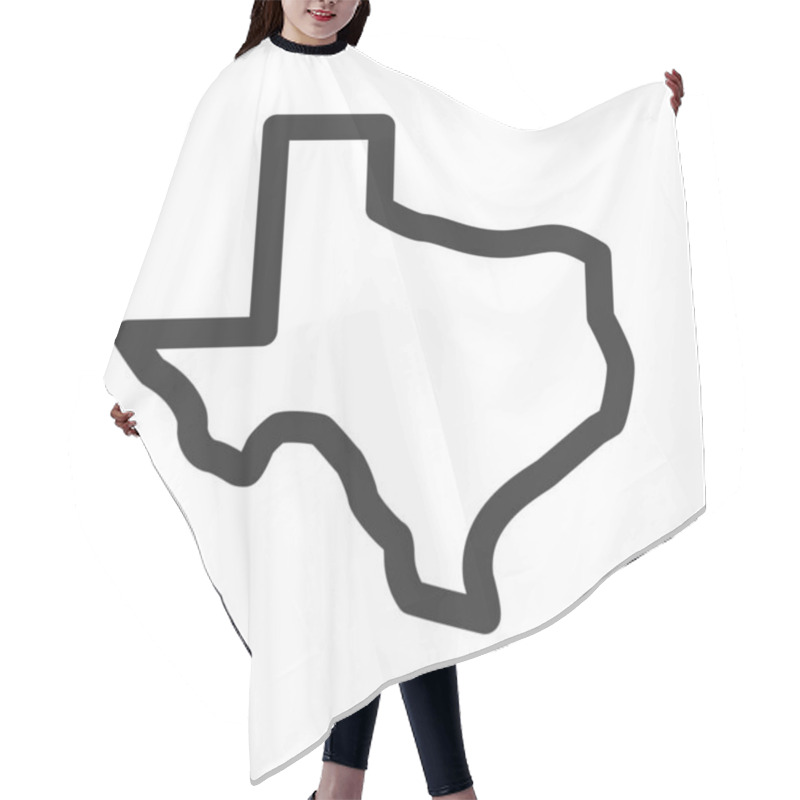 Personality  Texas Tx State Map Outline Simplified Hair Cutting Cape