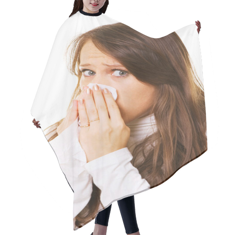 Personality  Young Woman Blow One's Nose Hair Cutting Cape