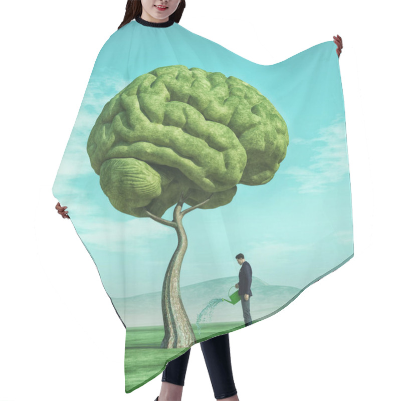 Personality  Man Squirting A Big Tree Shaped Human Brain Hair Cutting Cape