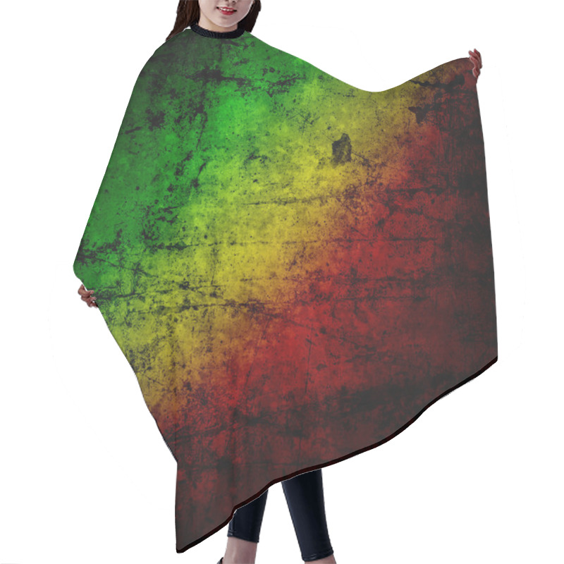 Personality  Red, Yellow, Green Rasta Flag On Grunge Textured Concrete  Wall Hair Cutting Cape