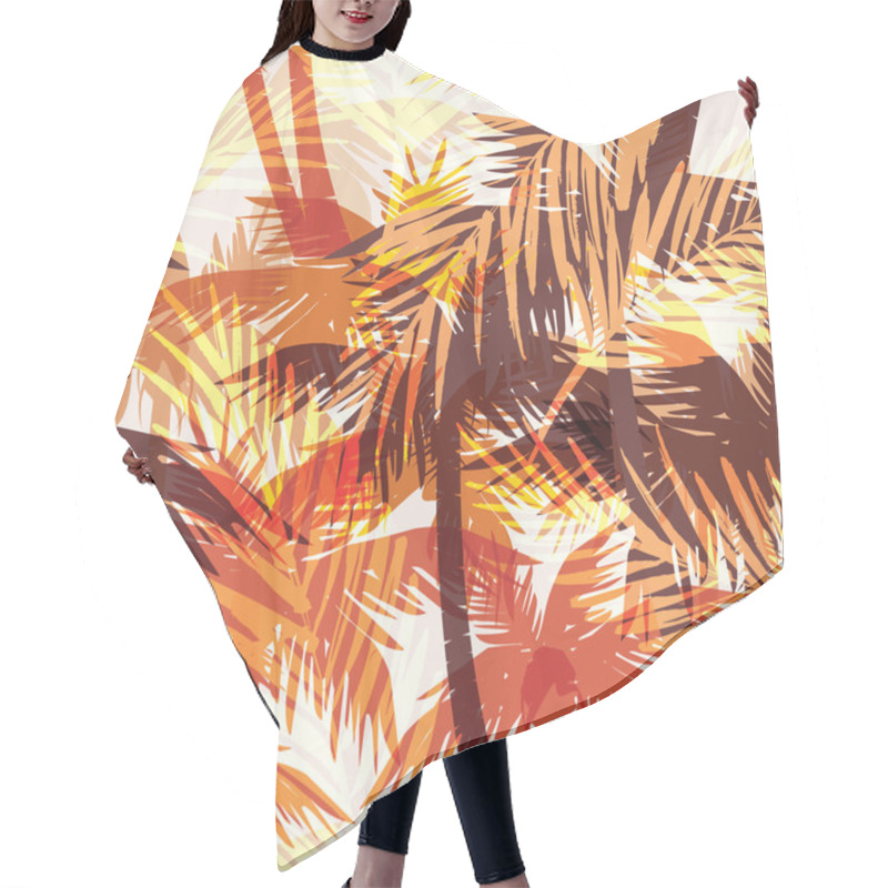 Personality  Seamless Exotic Pattern With Palm Leaves . Hair Cutting Cape