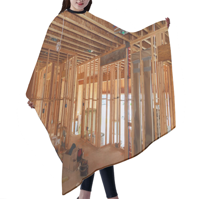 Personality  Unfinished Wood Frame Building Or A House Hair Cutting Cape